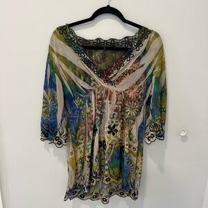 MushKaby Graphic Green and Blue Tunic